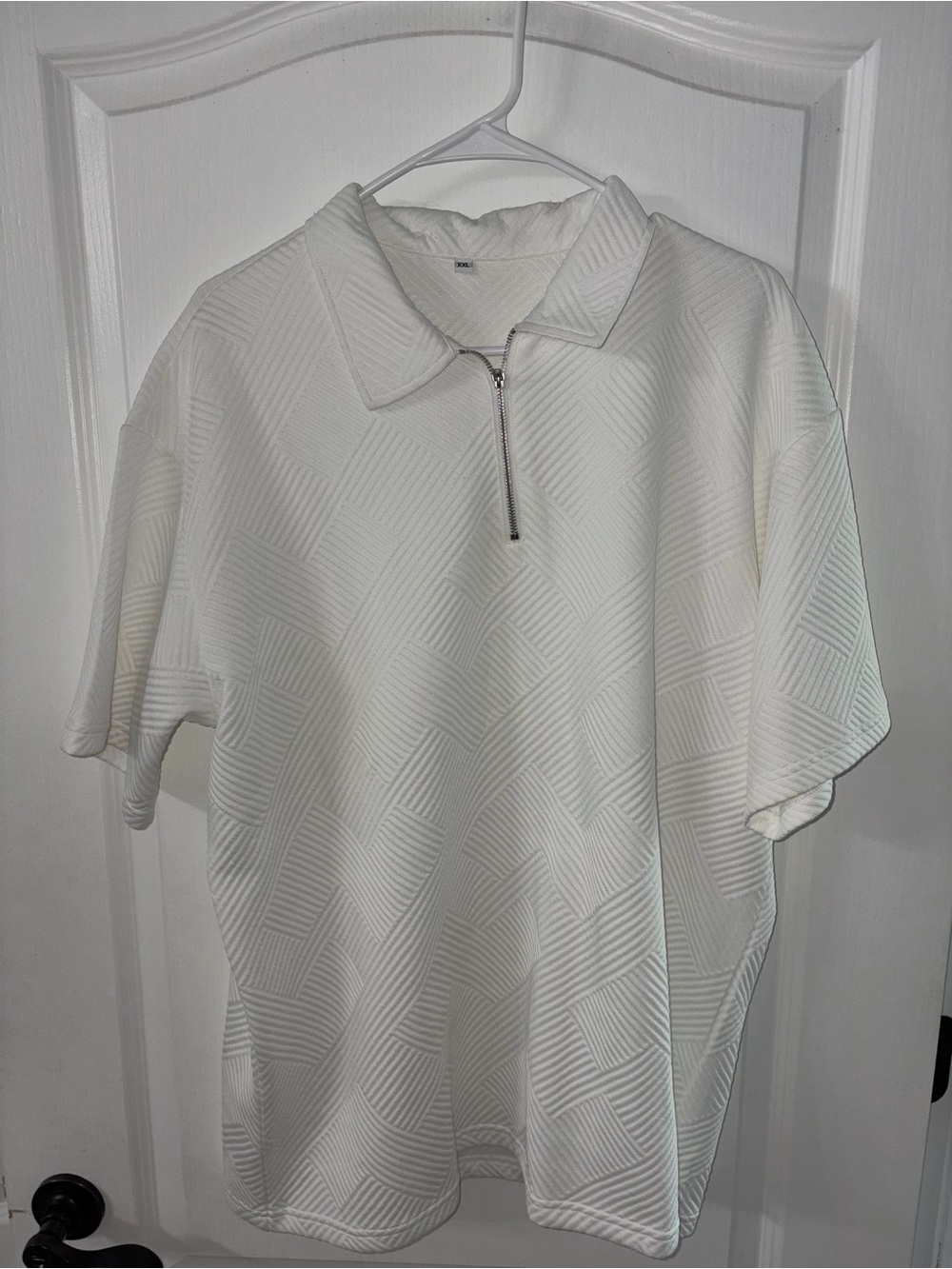 Amazon Essentials Men's White Short-Sleeve Zip-Front Polo with Shorts, Sz XXL